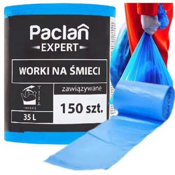 Worki na śmieci 35L wiązane150szt Paclan Expert