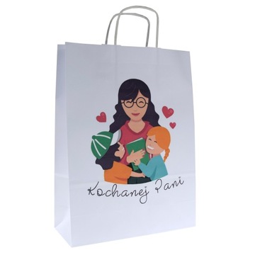 torba na prezent DZIEŃ NAUCZYCIELA 24x10x32 nadruk Kochanej Pani torebka x1
