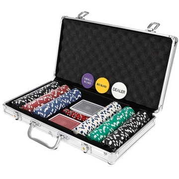Poker Zestaw do Pokera 300 Żetonów Texas Walizka