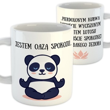 KUBEK OAZA SPOKOJU PANDA LAMA KWIAT LOTOSU PREZENT
