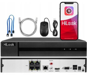 Hilook PoE 4-канальный рекордер H.265+ для IP-камер NVR-4CH-5MP/4P