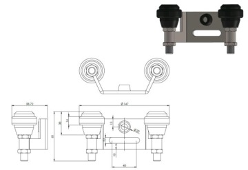 КОМПЛЕКТ ТЕЛЕЖЕК ДЛЯ ОТКАТНЫХ ВОРОТ 80x80x5 6 РОЛИКОВ СТАЛЬНЫЕ РОЛИКЫ