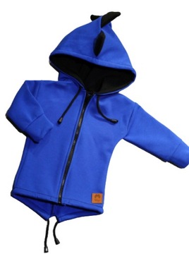 Bluza parka dino z kolcami chabrowo czarna 92