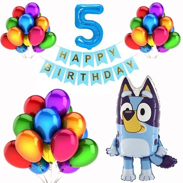 ZESTAW BALONÓW NA 5 URODZINY BLUEY 28SZT