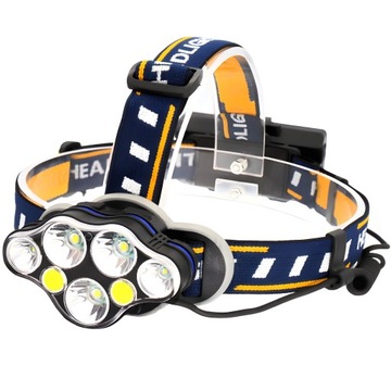 LATARKA CZOŁOWA 8 LED COB T6 CZOŁÓWKA MOCNA WODOODPORNA NA GŁOWĘ USB