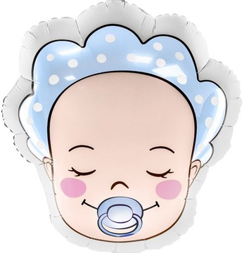 BALON FOLIOWY BOBAS NIEBIESKI NA BABY SHOWER CHRZEST CHŁOPIEC NA HEL 45 CM