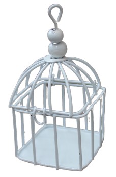 ZAWIESZKA LAMPION KLATKA METALOWA BIAŁA