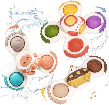 Набор космических спиннеров Погремушки с присоской 3 шт. Прорезыватель