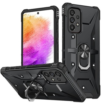 ETUI PANCERNE DO SAMSUNG A52 / A52 5G ARMOR MAGNET RING MOCNE CASE + SZKŁO