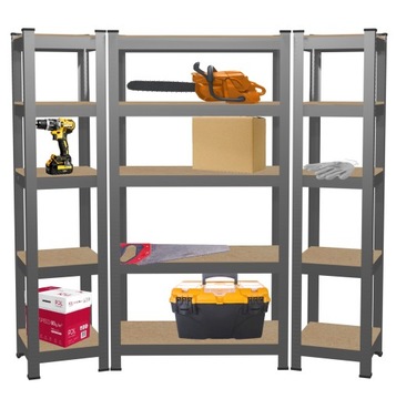 3x REGAŁ MAGAZYNOWY METALOWY 5 POZIOMÓW 180cm