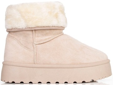 БЕЖЕВЫЕ БОТИНКИ НА УТЕПЛЕННОЙ ПЛАТФОРМЕ 36