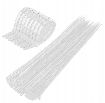OPASKI ZACISKOWE KABLOWE TRYTKI TRYTYTKI 50SZT 25CM BIAŁE