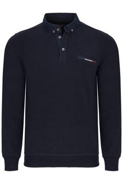 SWETER MĘSKI POLO BLUZA GRANATOWA Z KIESZONKĄ: XXL