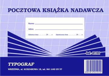 DRUK 01191 POCZTOWA KSIĄŻKA NADAWCZA A5 WIELOKOPIA