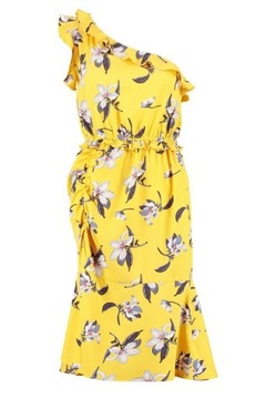 Boohoo żółta ciążowa sukienka mini na lato L