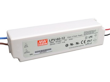 MEAN WELL ZASILACZ LPV 60W 12V 5A IP67 DO LED