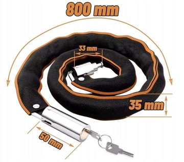 ЦЕПЬ ВЕЛОСИПЕДНОГО ЗАМКА ВЕЛОСИПЕДНЫЙ ЗАМОК БЕЗОПАСНОСТЬ ВЕЛОСИПЕДА 80см