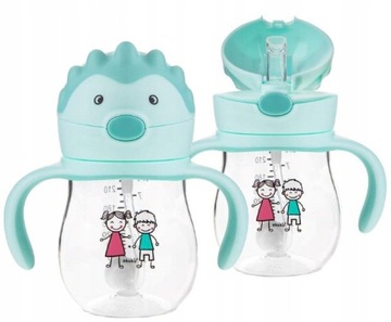 KUBEK Bidon Ze Słomką i Odważnikiem 250ml Jeż Mint 9m+ Akuku