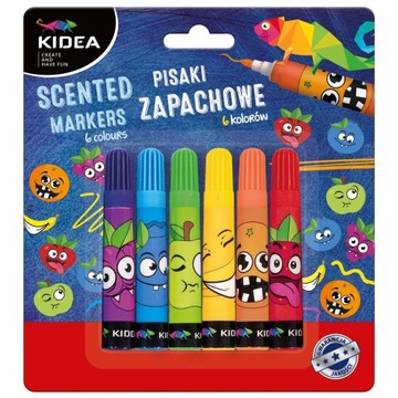 PISAKI FLAMASTRY KIDEA ZAPACHOWE 6 KOLORÓW