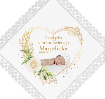 SZATKA DO CHRZTU NA CHRZEST ZDJĘCIE EKO KORONKA B