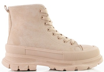 БЕЖЕВЫЕ КРОССОВКИ НА ВЫСОКОЙ ЗАМШЕВОЙ ПЛАТФОРМЕ 40