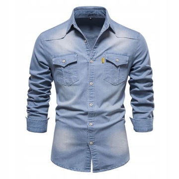 MĘSKA KOSZULA JEANSOWA CASUAL SLIM FIT KOSZULA