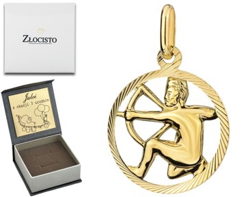 ZŁOTA ZAWIESZKA ZNAK ZODIAKU STRZELEC 585 GRAWER