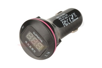 GNIAZDO ZAPALNICZKI + WOLTOMIERZ 12V 2X USB MOTOR