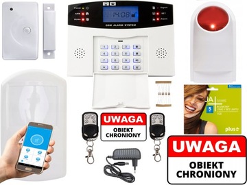 BEZPRZEWODOWY ALARM LCD GSM APP SYRENY POLSKI NOWY