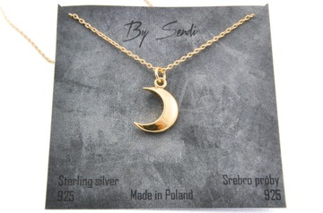 Naszyjnik półksiężyc księżyc pozłacany 38 cm