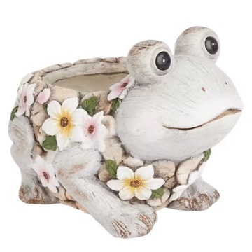Doniczka żaba ogrodowa osłonka kwiaty ozdobna kolorowa figurka