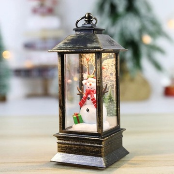 Boże narodzenie Santa Claus bałwan latarnia światł