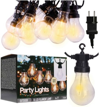 GIRLANDA OGRODOWA LAMPKI OGRODOWE ŁAŃCUCH ŚWIETLNY 10 LED 7,5 M