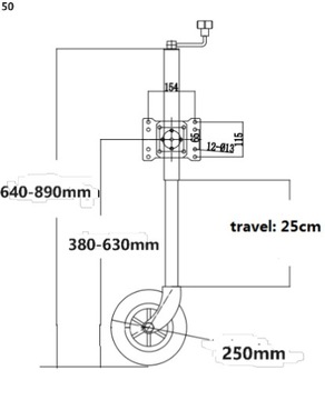 Маневренное опорное колесо для прицепа кемпингового эвакуатора 550 кг fi48