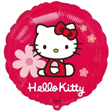 Balon foliowy 45cm - Hello Kitty z kwiatkami