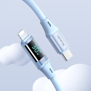 КАБЕЛЬ MCDODO С ДИСПЛЕЕМ USB-C LIGHTNING 36ВТ 2М ДЛЯ IPHONE 14 ФИОЛЕТОВЫЙ
