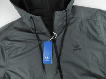 2901 КУРТКА МУЖСКАЯ ADIDAS ORIGINALS, ДВУСТОРОННЯЯ, С КАПЮШОНОМ, ЧЕРНО-СЕРАЯ 2XL