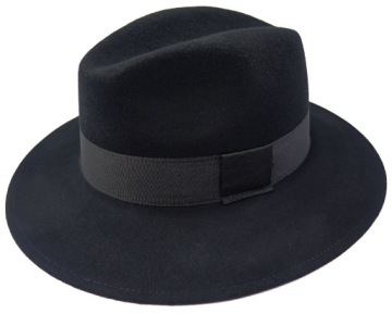 Черная широкая мужская шляпа Fedora Wool G2 60