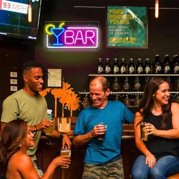 BAR NEON LED ŚWIECĄCY NAPIS SZYLD REKLAMOWY GOTOWY NA DRZWI REKLAMA LOKALU