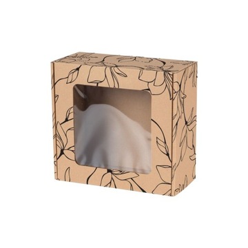 Pudełko Fasonowe Okienko Czarne Kwiaty 20x20x10cm