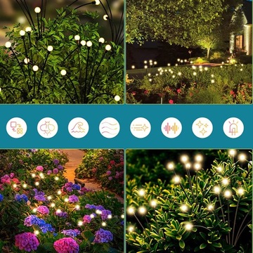 СОЛНЕЧНЫЕ САДОВЫЕ ФОНАРИ 8СВЕТОДИОДНЫХ ШАРИКОВ 73СМ ВОДОНЕПРОНИЦАЕМЫЕ 4ШТ.