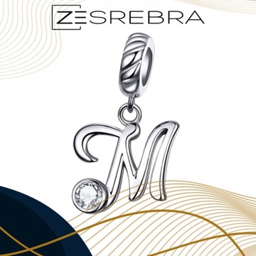 CHARMS LITERKA M srebro 925 litera srebrna koralik zawieszka charms pr 925