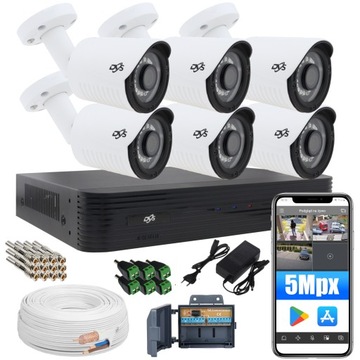 ZESTAW DO MONITORINGU 6 KAMER Z IR ZEWNĘTRZNE 5MPX