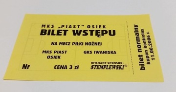 bilet PIAST Osiek - GKS IWANISKA (woj. świętokrz.)