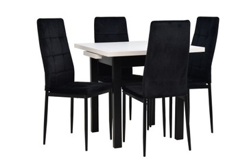 Mały stół 80x80/110 i 4 krzesła WELUR velvet