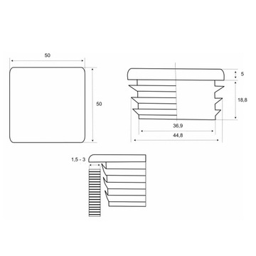 ВНУТРЕННЯЯ КРЫШКА ДЛЯ ПРОФИЛЯ 50х50 ЧЕРНАЯ 10 ШТ.