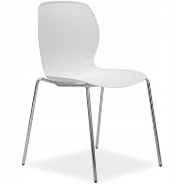 Outlet Krzesło Ester Biały / Chromowane Nogi 45cm