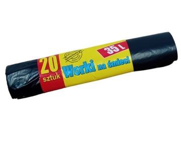 Worki na śmieci 35L LDPE 20szt CZARNE MOCNE