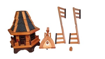 Вращающаяся садовая ветряная мельница из массива дерева 105 см