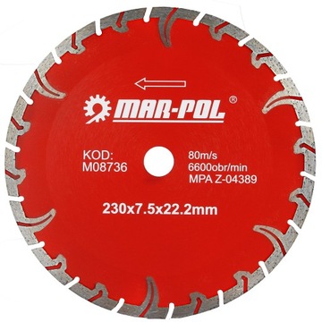 Tarcza diamentowa MARMUR BETON KOSTKA CEGŁA 230 mm